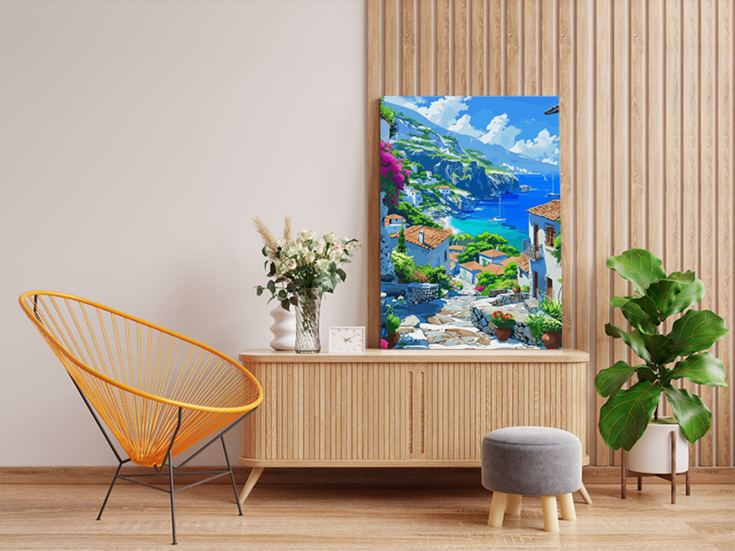 Mediterranean Coastal Village Paint by Numbers Kit