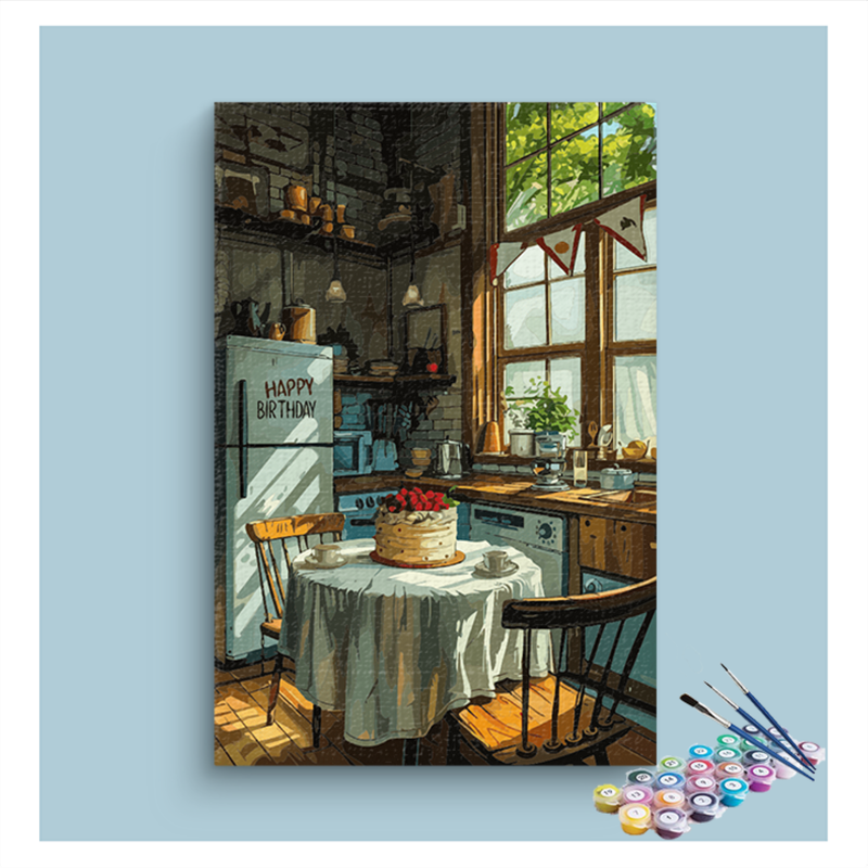 Cozy Birthday Kitchen Paint by Numbers Kit