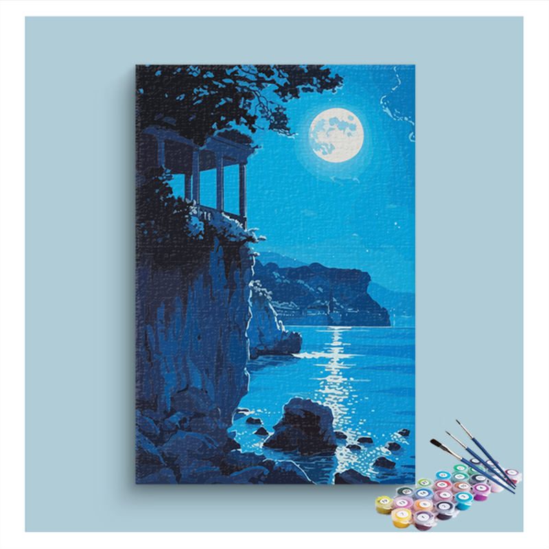 Moonlit Coastal View Paint by Numbers Kit