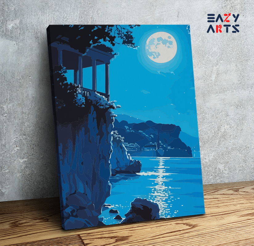 Moonlit Coastal View Paint by Numbers Kit