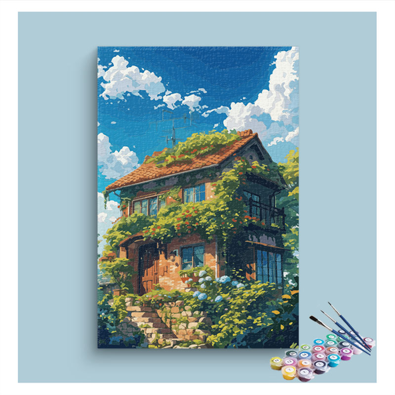 Charming Ivy-Covered Cottage Paint by Numbers Kit