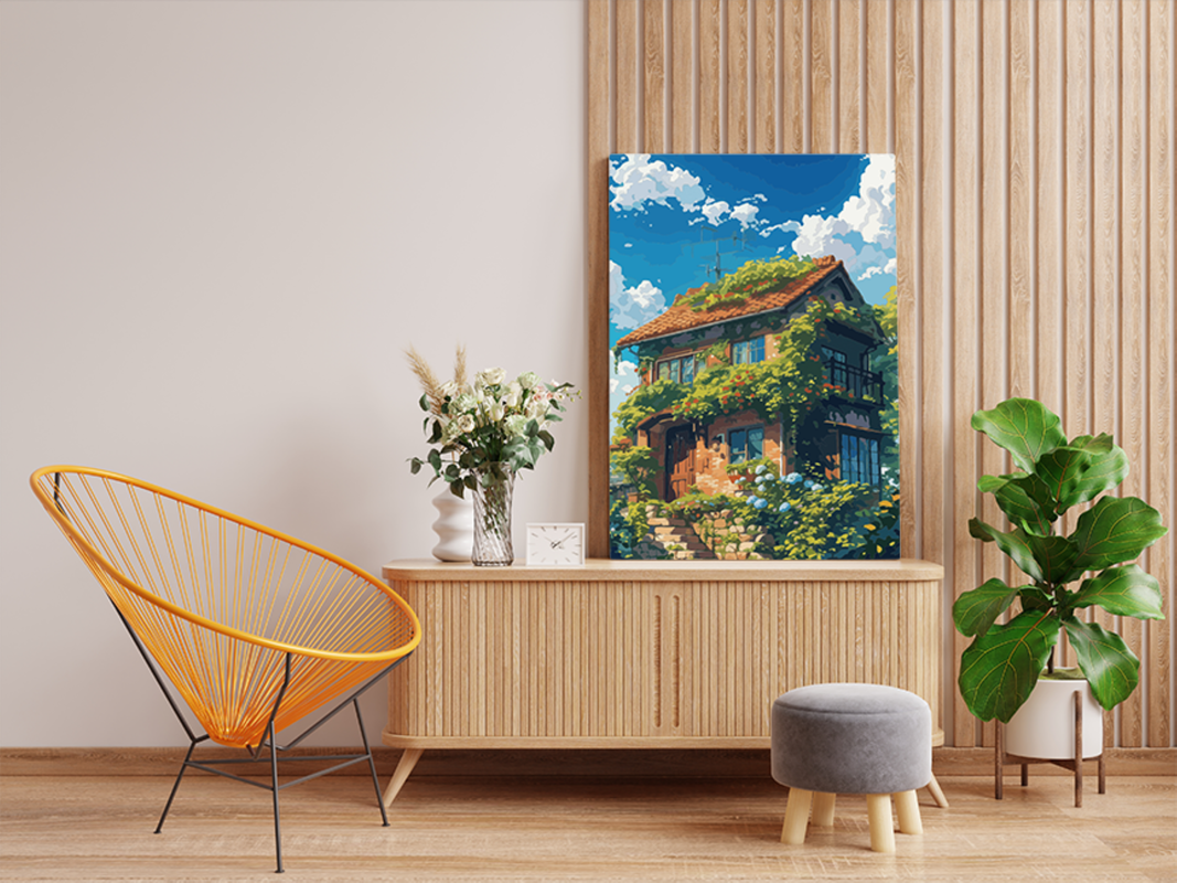 Charming Ivy-Covered Cottage Paint by Numbers Kit