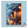 Eazy Arts Rainy Lantern Street Paint by Numbers Kit