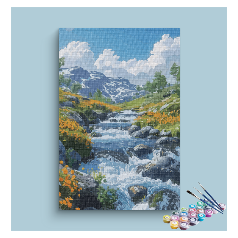 Mountain Stream Serenity Paint by Numbers Kit