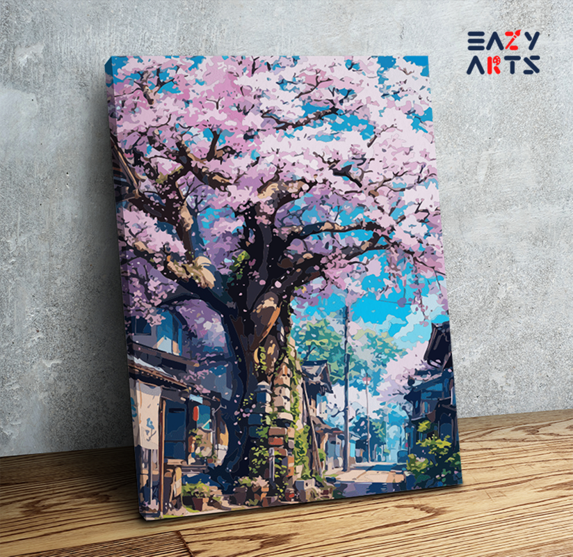 Cherry Blossom Street Paint by Numbers Kit
