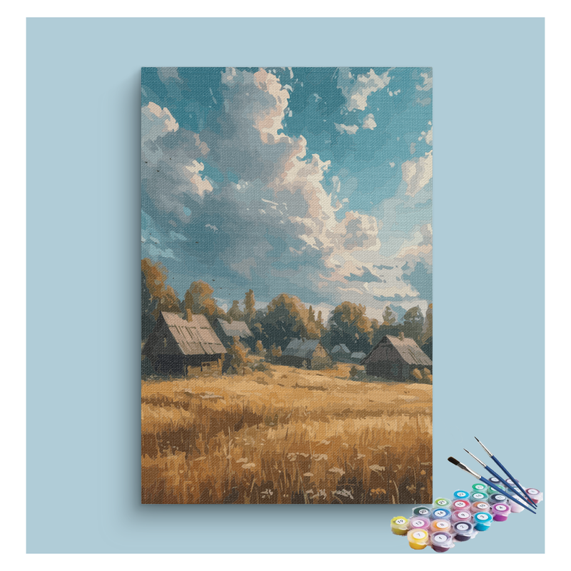 Golden Countryside Village Paint by Numbers Kit
