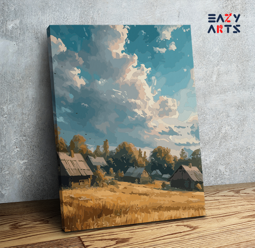 Golden Countryside Village Paint by Numbers Kit