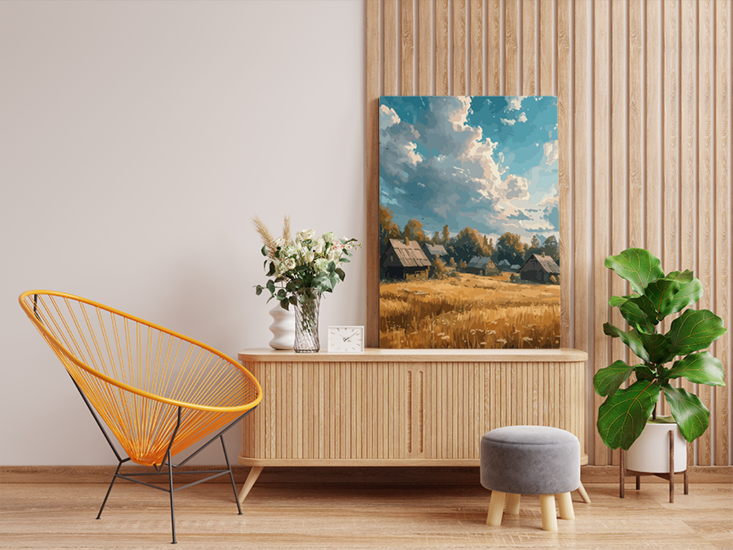 Golden Countryside Village Paint by Numbers Kit