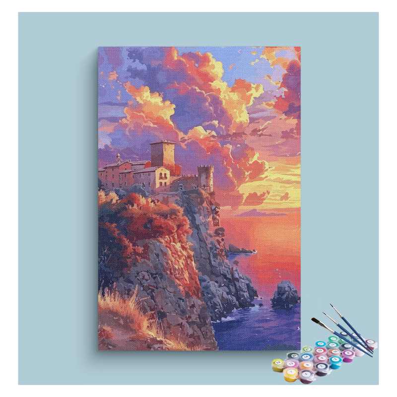 Sunset Castle Cliff Paint by Numbers Kit