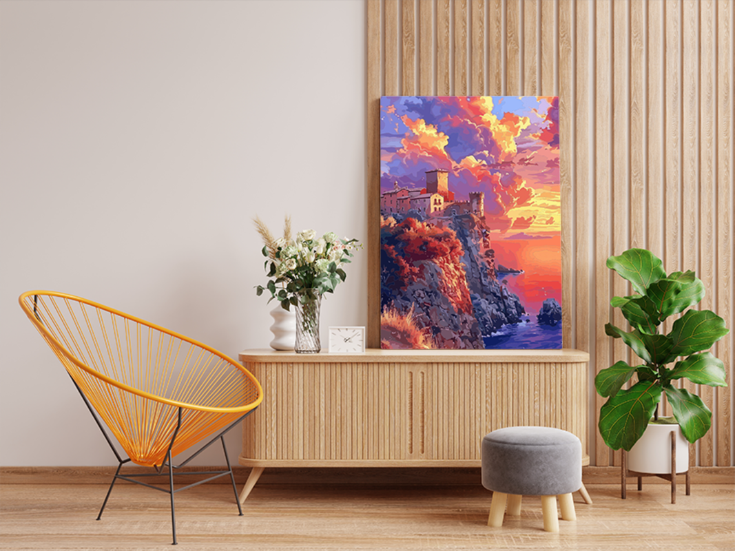 Sunset Castle Cliff Paint by Numbers Kit