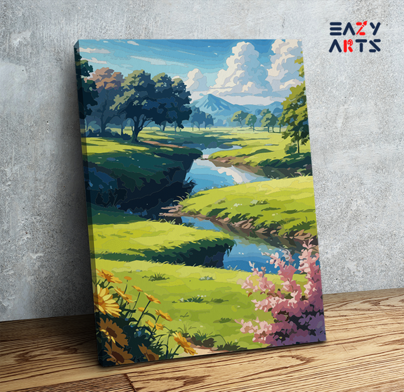 Tranquil Meadow Stream Paint by Numbers Kit