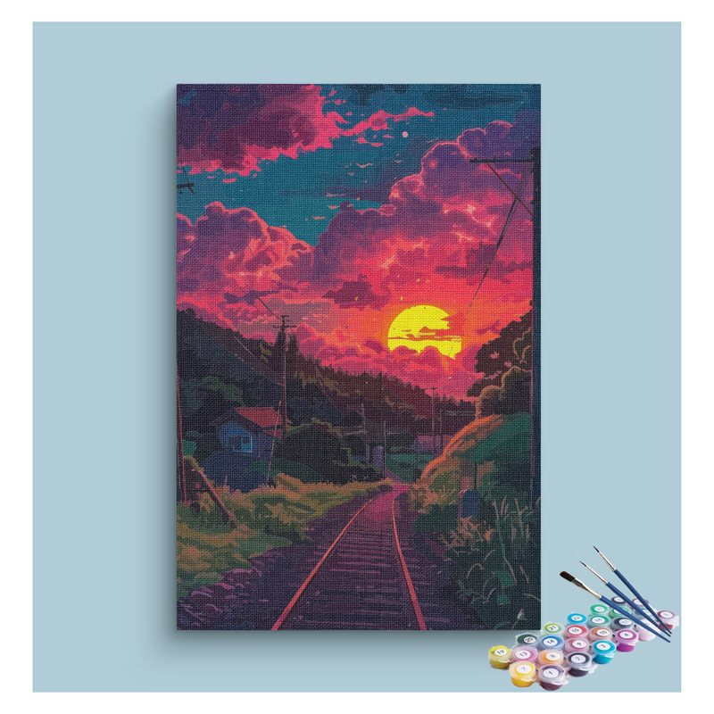 Sunset Railway Journey Paint by Numbers Kit