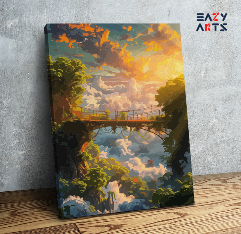 Mystical Bridge at Sunset Paint by Numbers Kit