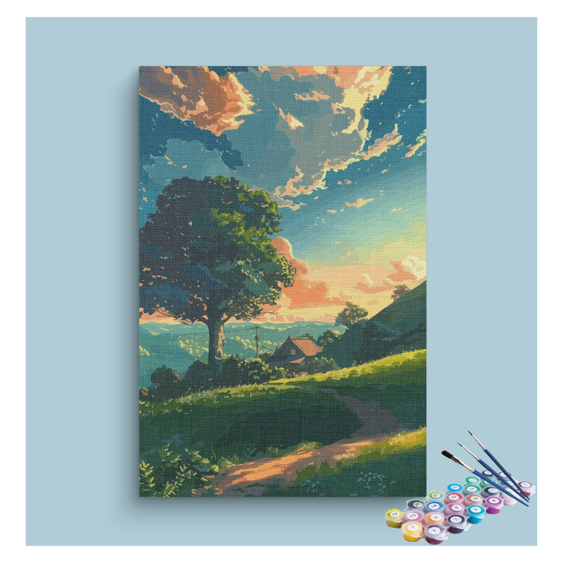 Sunset Countryside Landscape Paint by Numbers Kit
