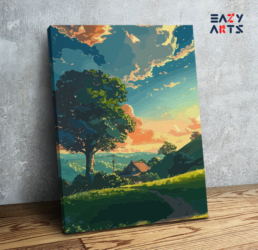 Sunset Countryside Landscape Paint by Numbers Kit