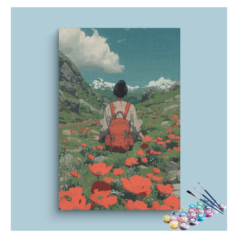 Mountain Flower Field Explorer Paint by Numbers Kit