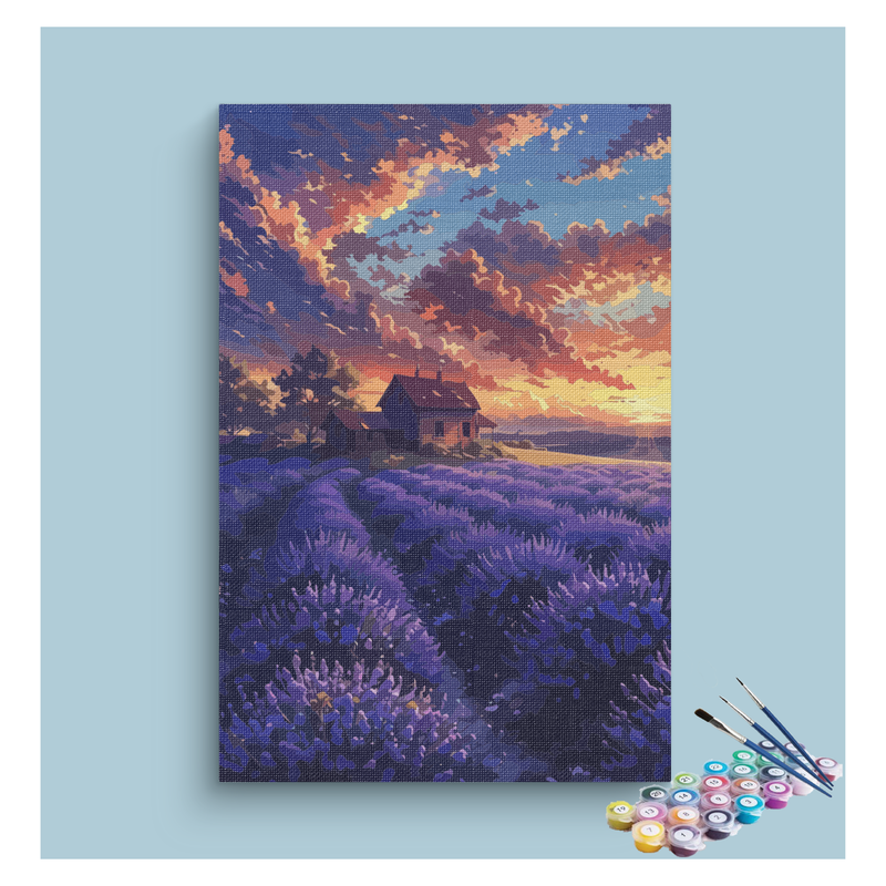 Sunset Lavender Farm Paint by Numbers Kit