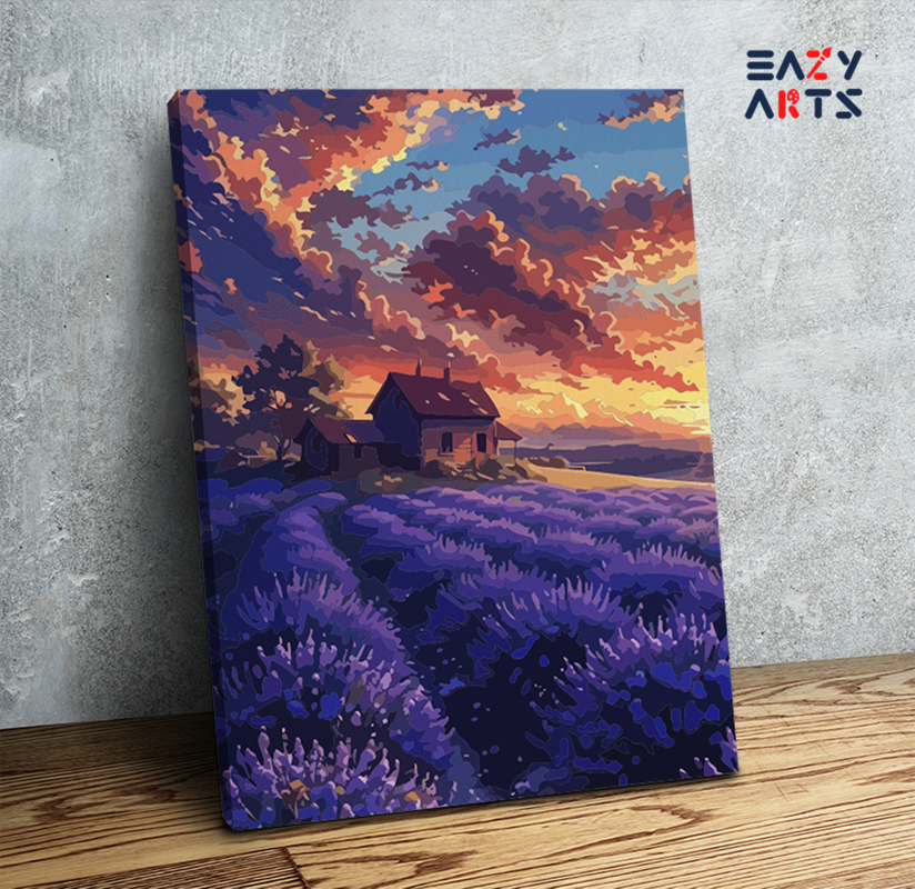 Sunset Lavender Farm Paint by Numbers Kit