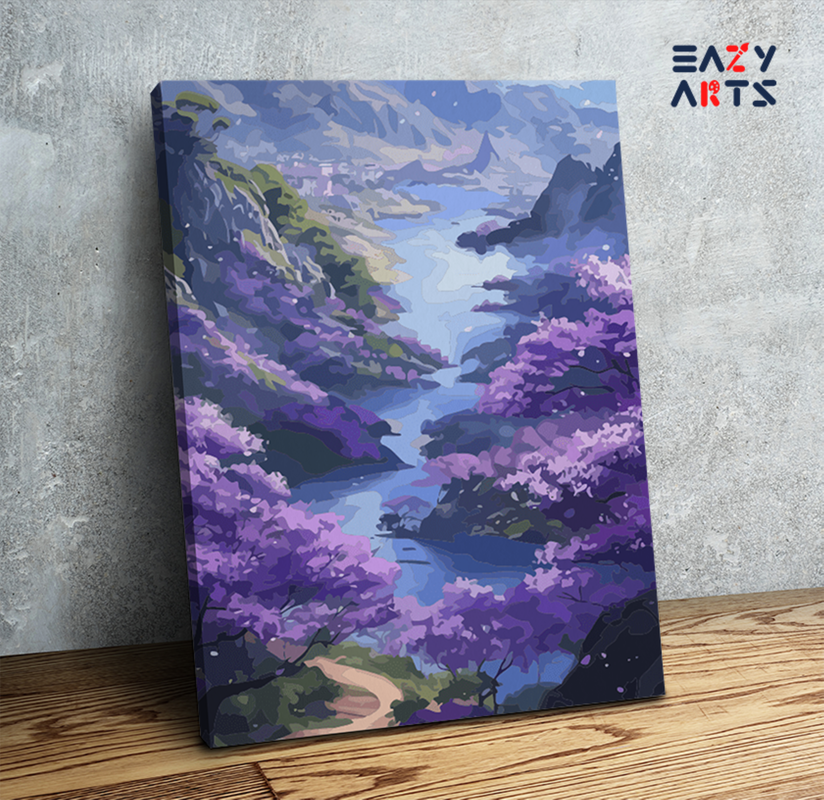 Purple Valley River Landscape Paint by Numbers Kit
