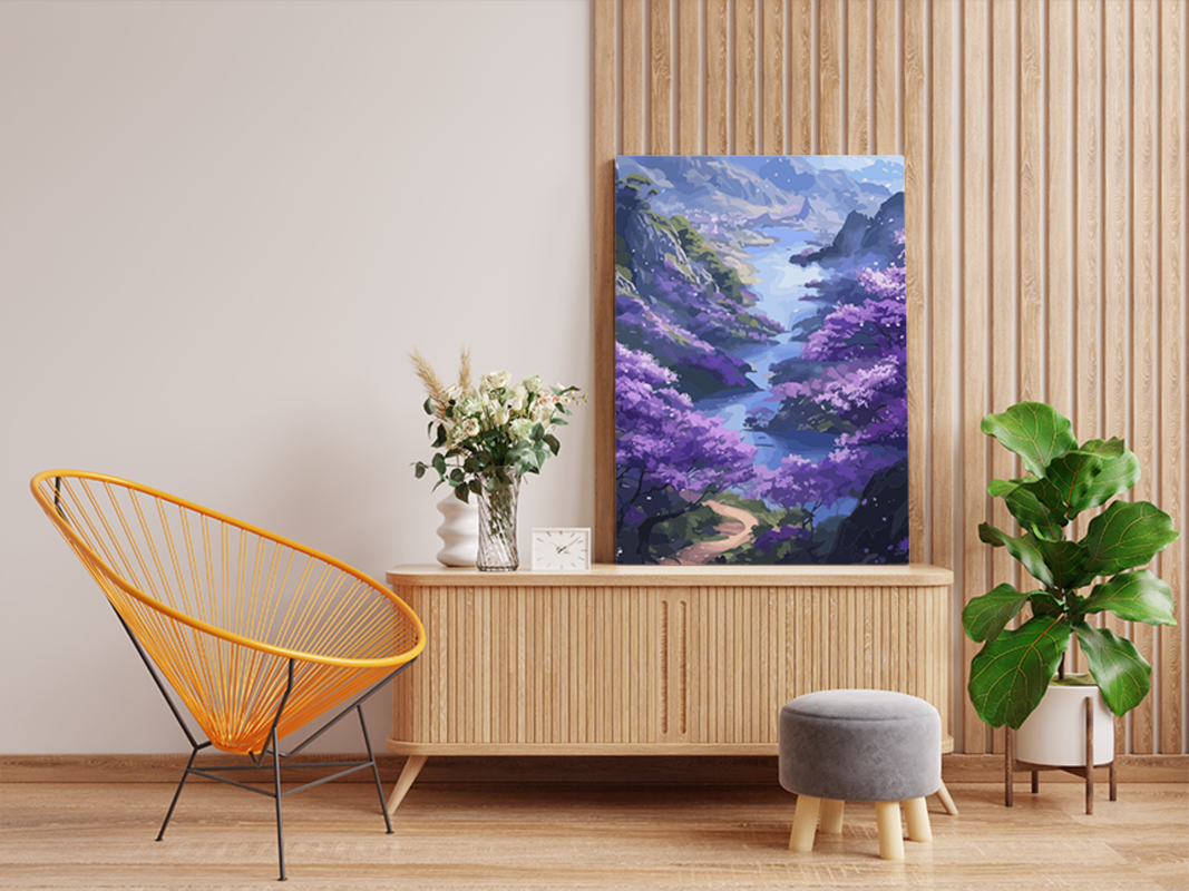 Purple Valley River Landscape Paint by Numbers Kit