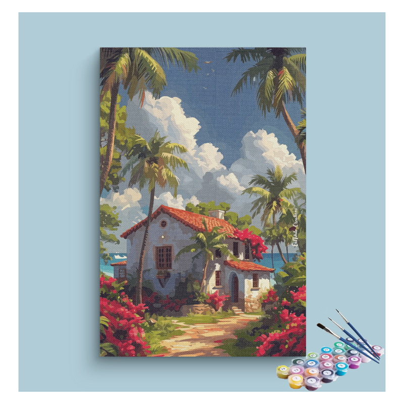 Tropical Beach Cottage Paint by Numbers Kit
