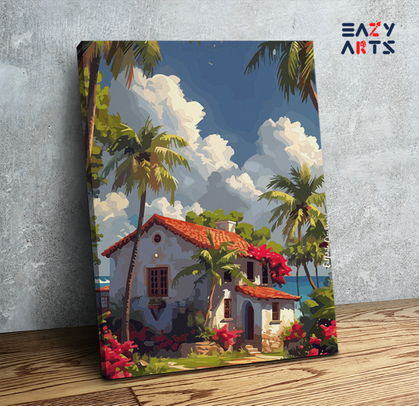 Tropical Beach Cottage Paint by Numbers Kit