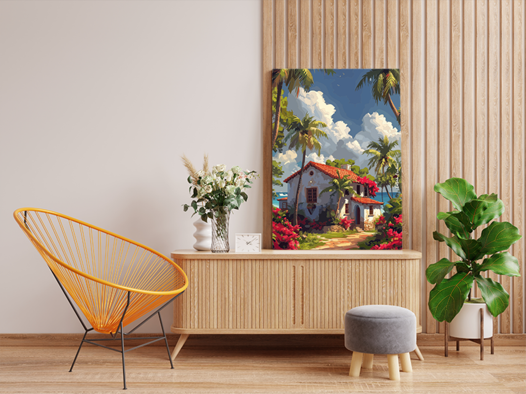 Tropical Beach Cottage Paint by Numbers Kit