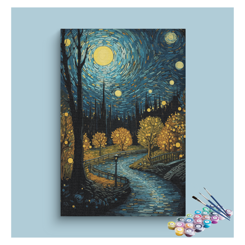 Starry Night Riverside Paint by Numbers Kit