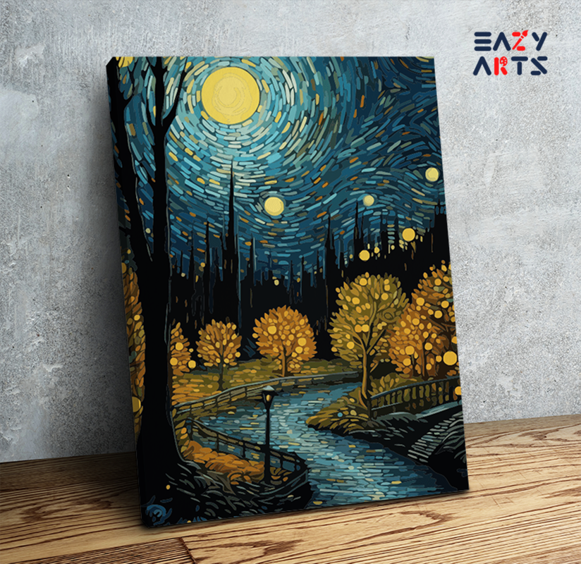 Starry Night Riverside Paint by Numbers Kit