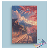 Eazy Arts Autumn Train Station with Mountain View Paint by Numbers Kit