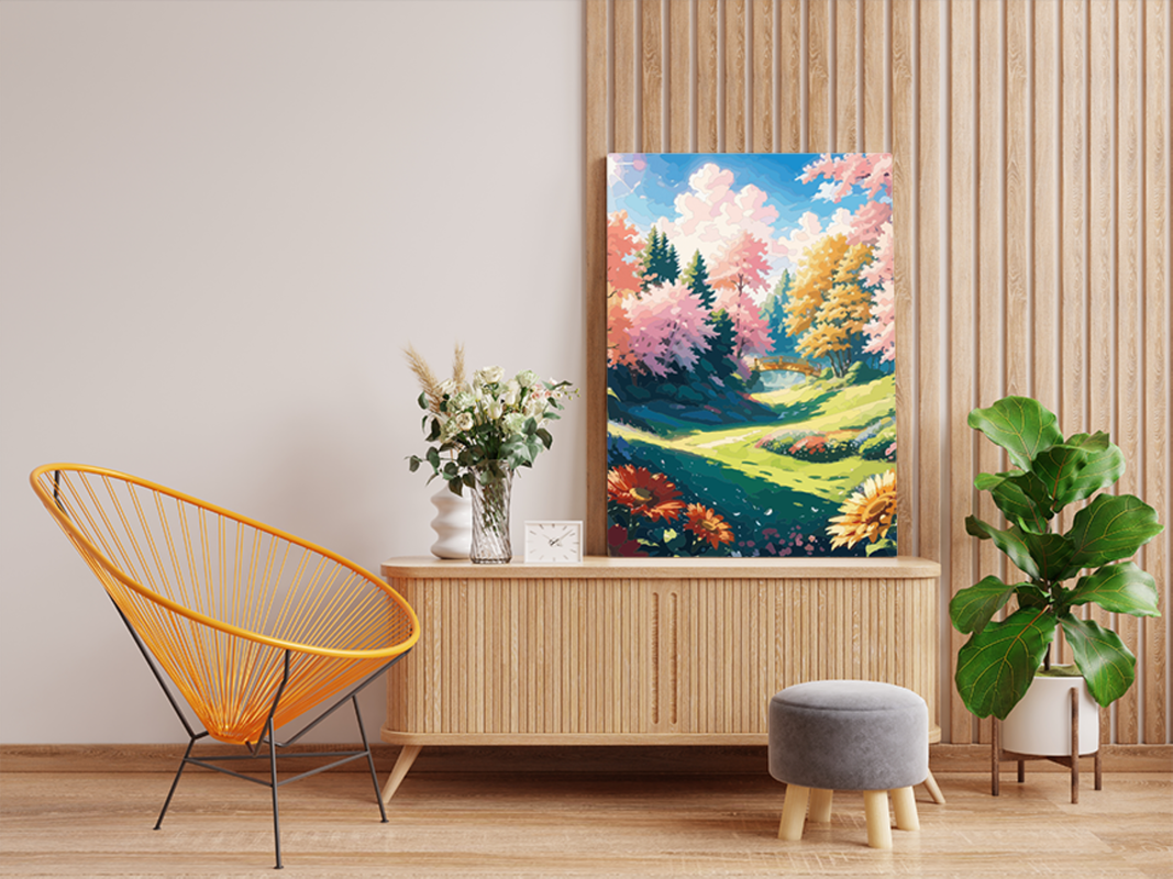 Sunlit Meadow with Bridge Paint by Numbers Kit