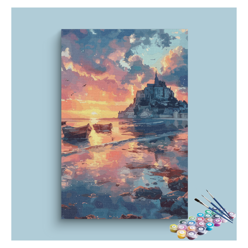 Castle Sunset by the Sea Paint by Numbers Kit