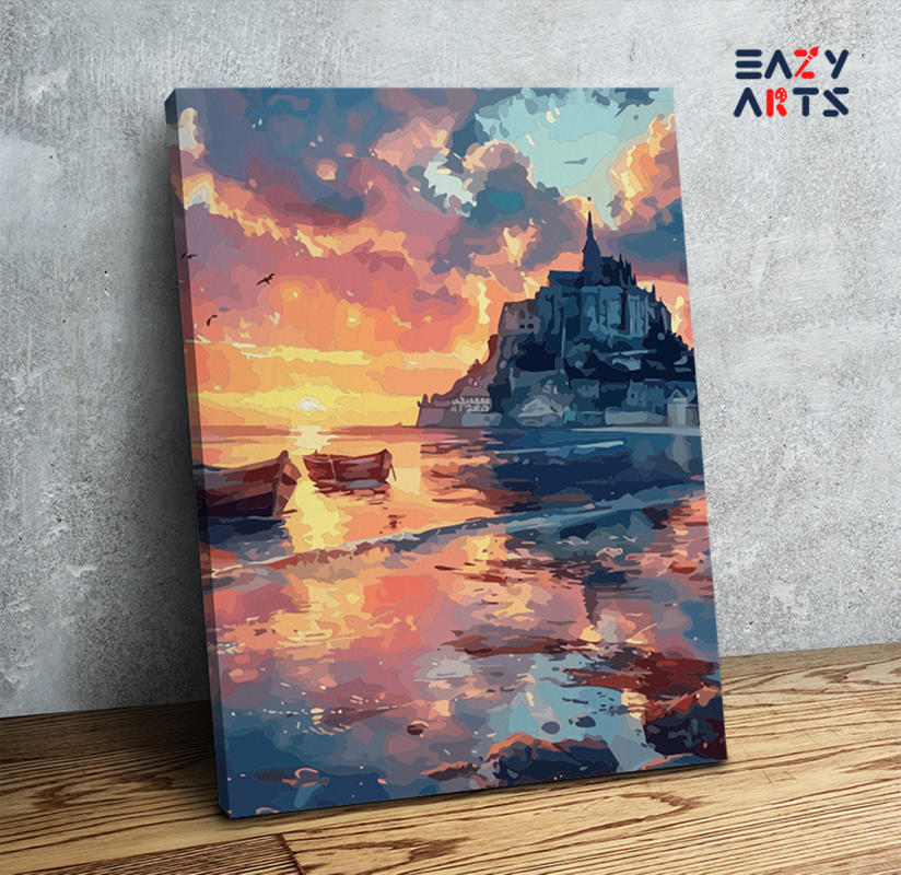 Castle Sunset by the Sea Paint by Numbers Kit