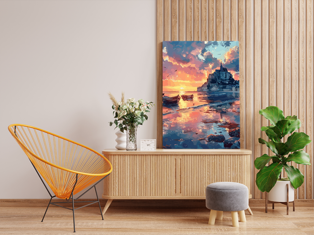 Castle Sunset by the Sea Paint by Numbers Kit