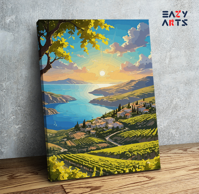 Sunset Vineyard by the Sea Paint by Numbers Kit