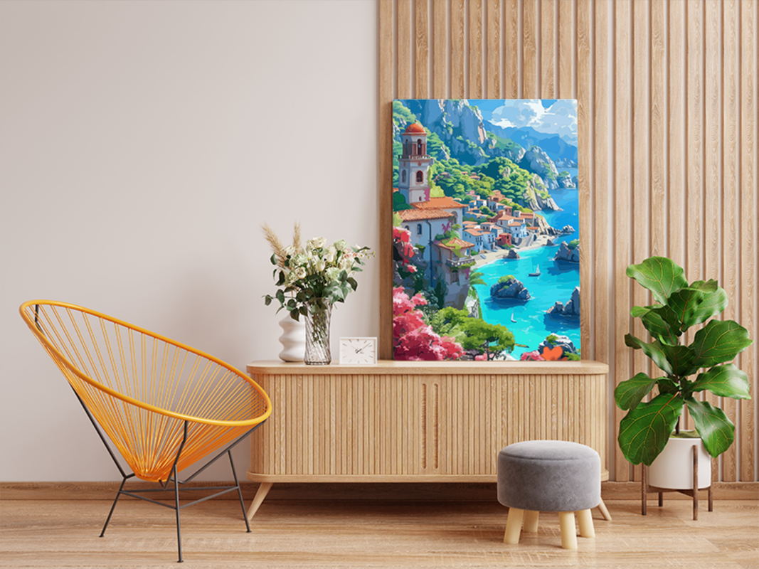 Cliffside Mediterranean Village Paint by Numbers Kit