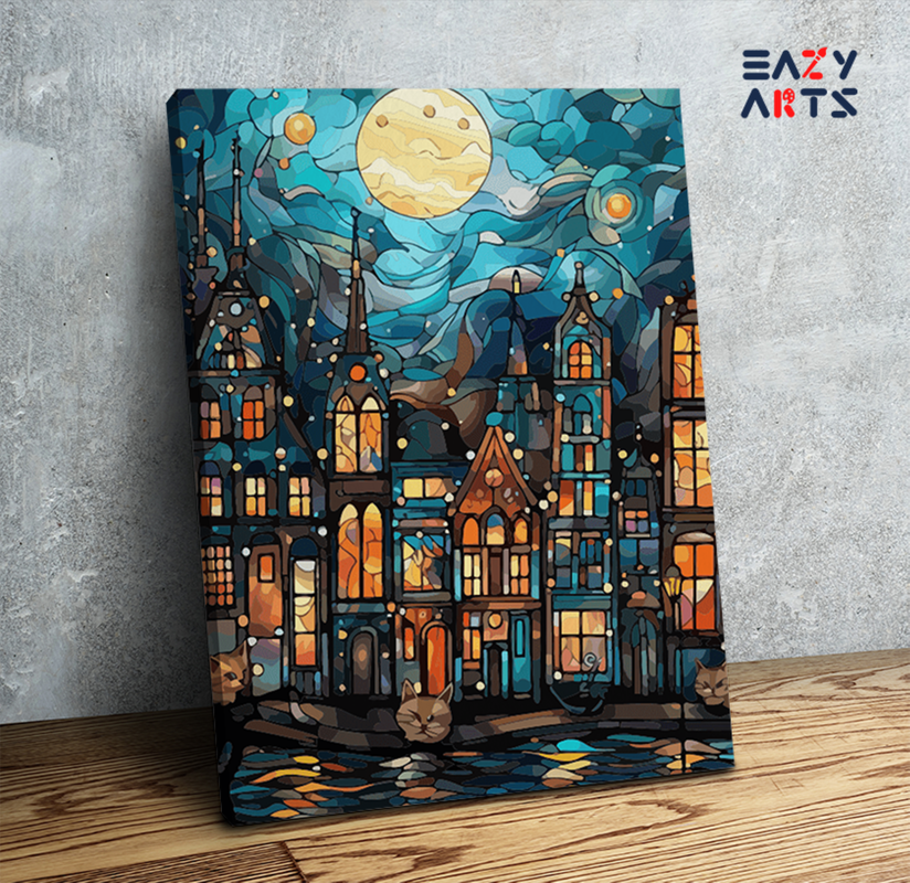 Moonlit City Dreamscape Paint by Numbers Kit