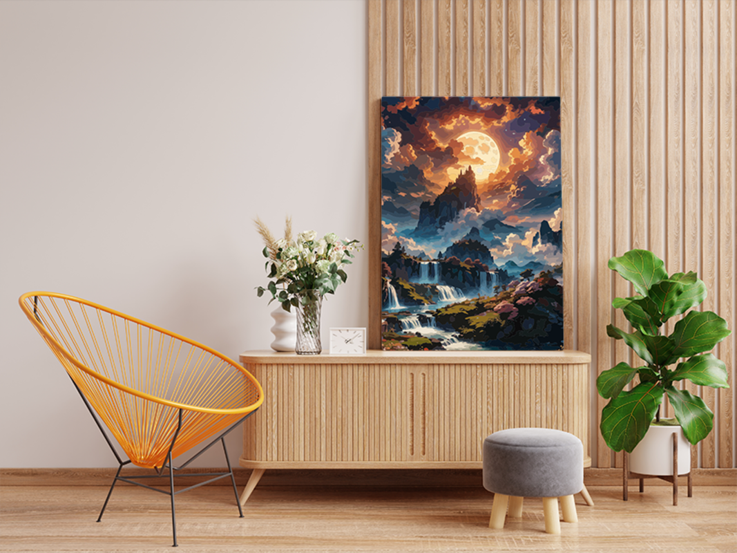 Moonlit Waterfall Fantasy Landscape Paint by Numbers Kit