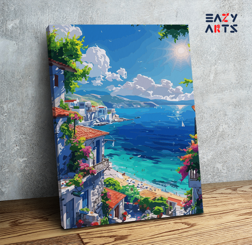 Sunlit Mediterranean Coast Paint by Numbers Kit