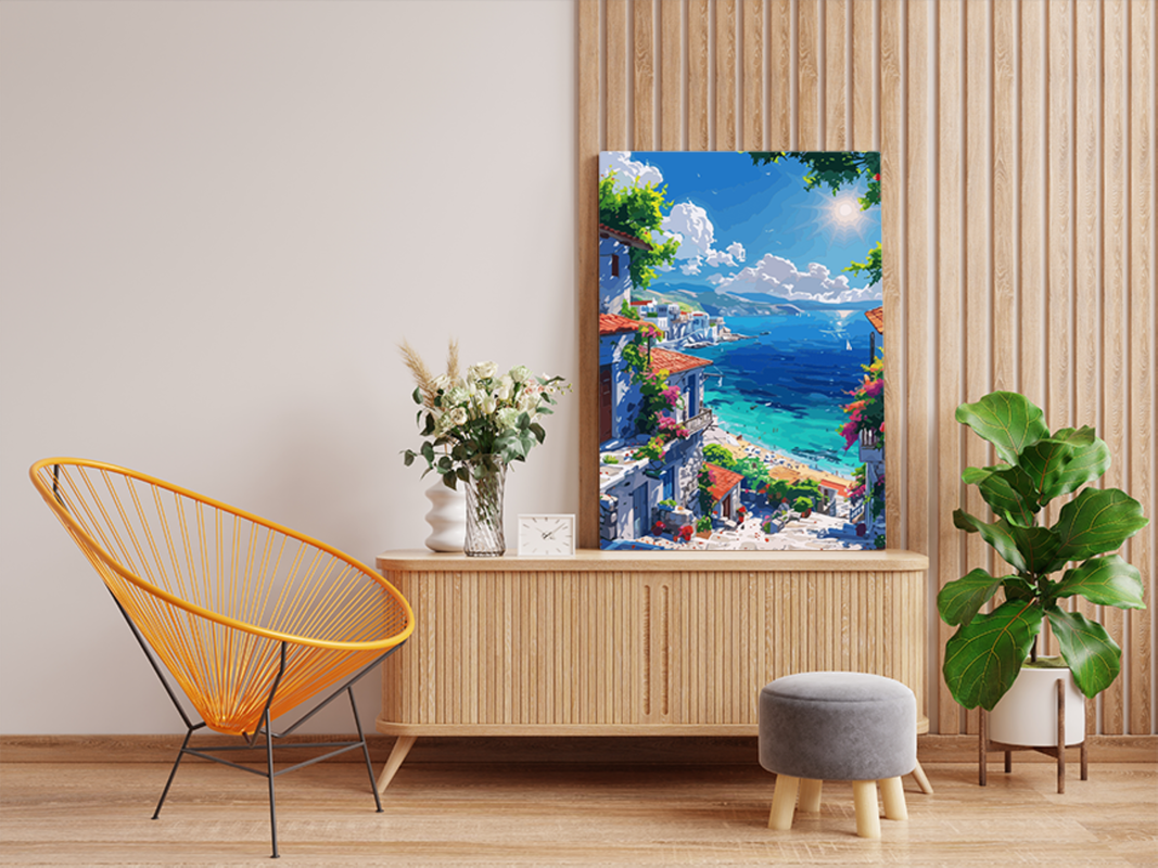 Sunlit Mediterranean Coast Paint by Numbers Kit