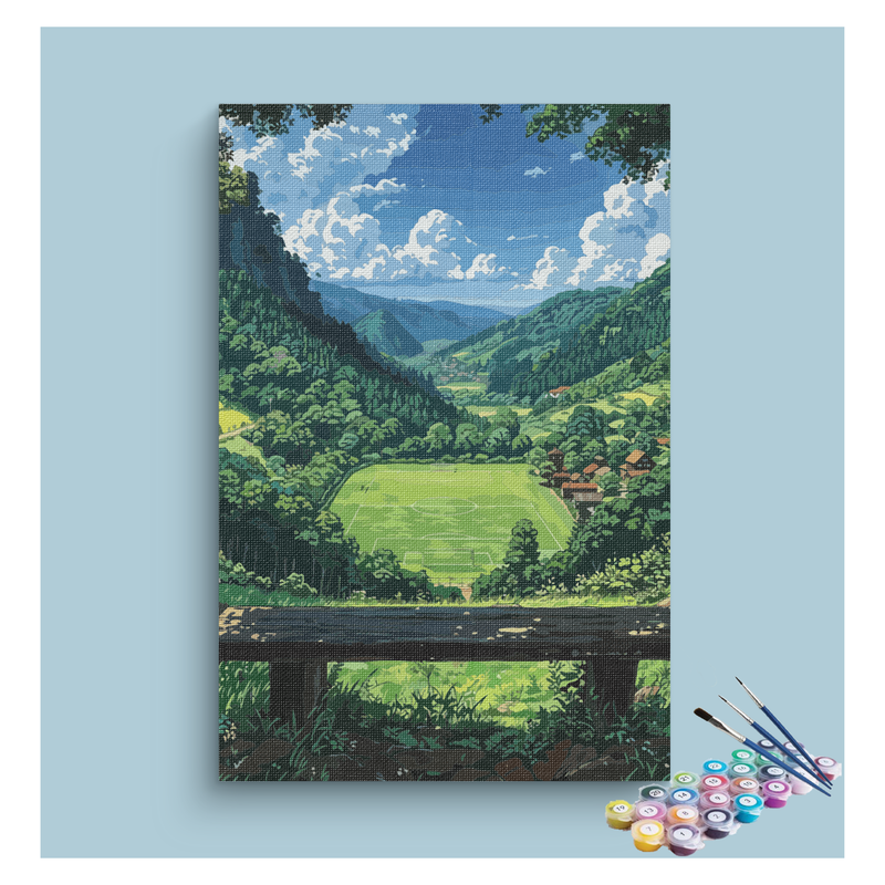Valley Soccer Field Landscape Paint by Numbers Kit