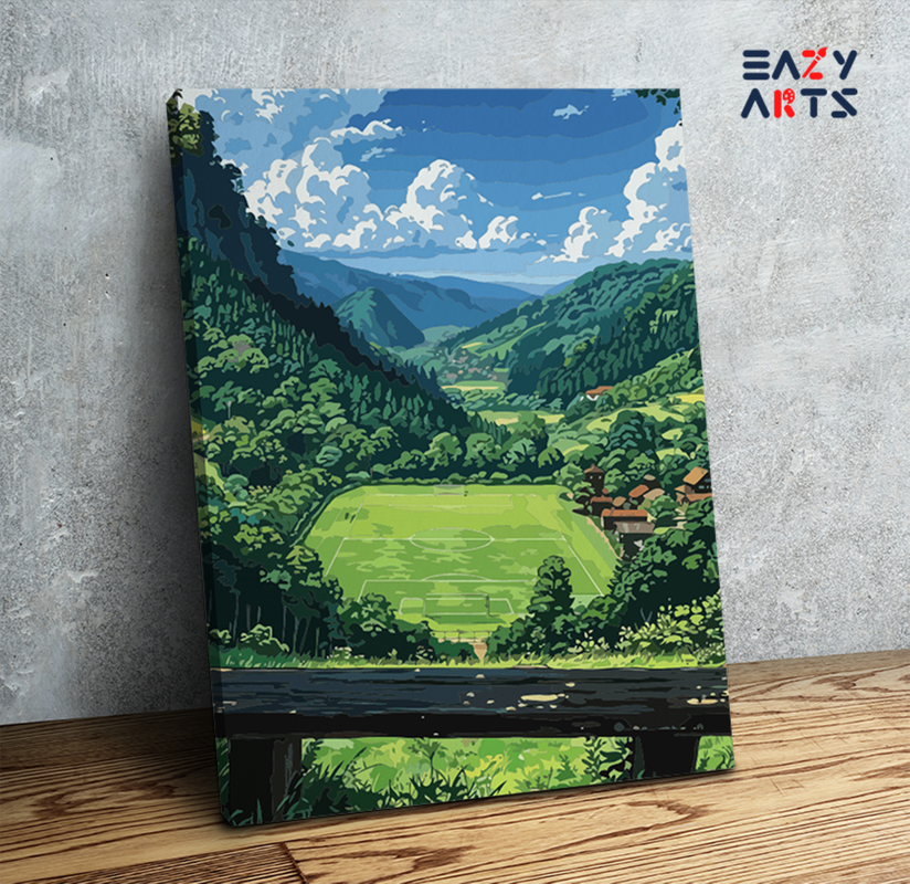 Valley Soccer Field Landscape Paint by Numbers Kit