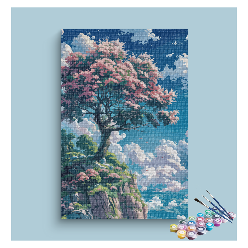 Blossoming Tree on Cliff Paint by Numbers Kit