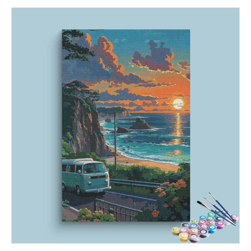 Coastal Sunset Road Trip Paint by Numbers Kit