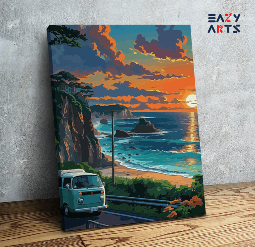 Coastal Sunset Road Trip Paint by Numbers Kit