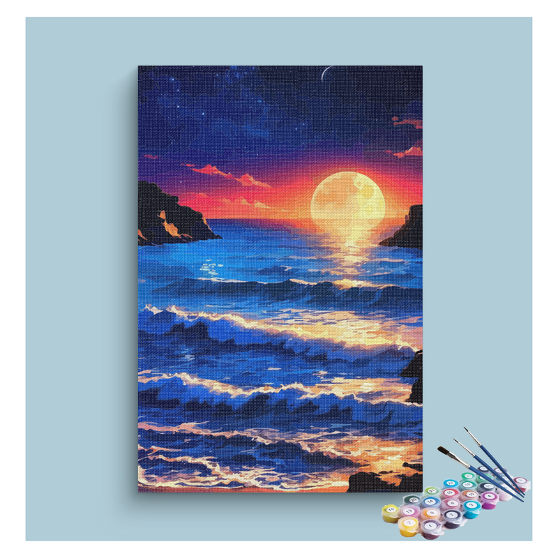 Moonlit Ocean Waves Paint by Numbers Kit