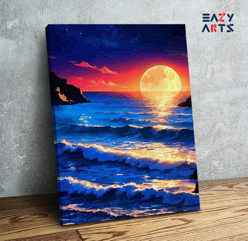 Moonlit Ocean Waves Paint by Numbers Kit