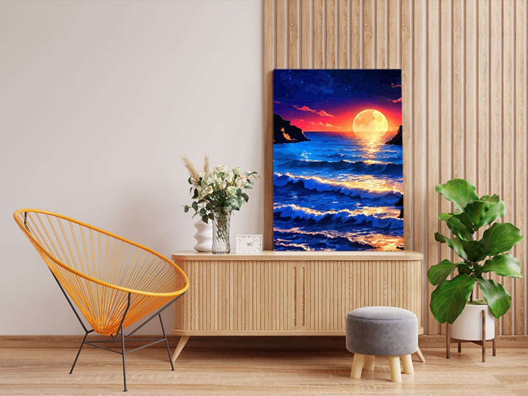 Moonlit Ocean Waves Paint by Numbers Kit