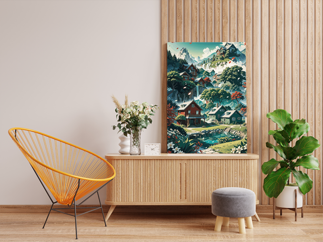 Charming Mountain Village Paint by Numbers Kit