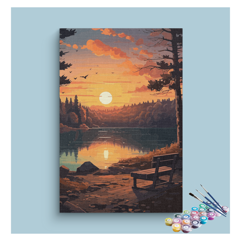 Sunset Serenity by the Lake Paint by Numbers Kit